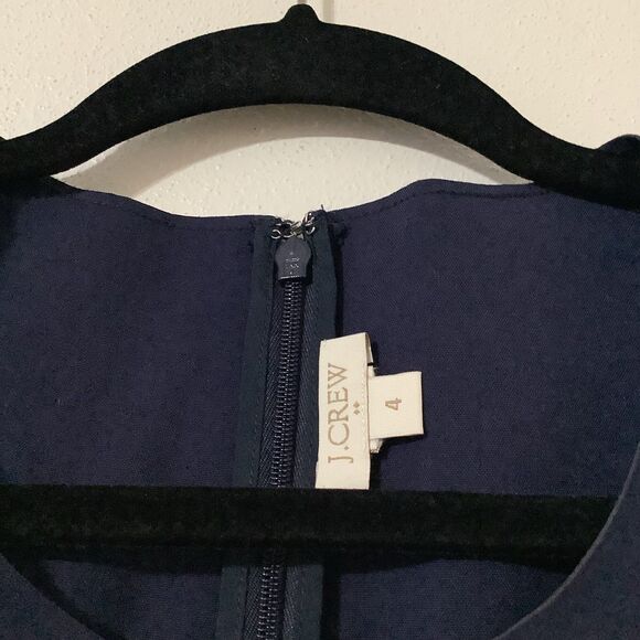 J. Crew Factory Scallop Hem Navy Summer Minimalist Casual Knee Length Dress Sz 4 - Picture 5 of 9